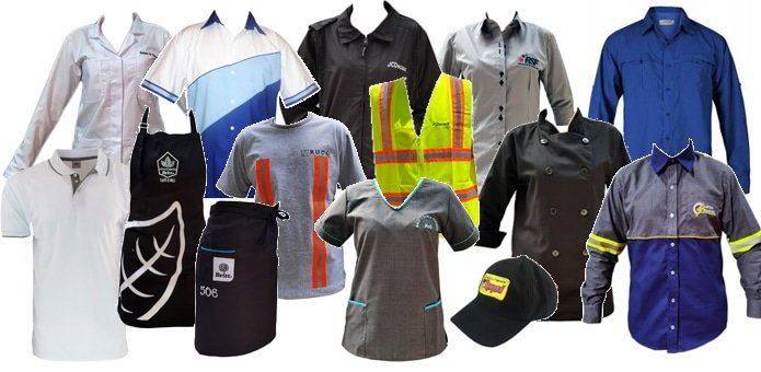 Variedad de uniformes para empresas camisas: gabachas, filipinas, gorras, chalecos, jacket, delantales, camisas columbia, camisas polo 